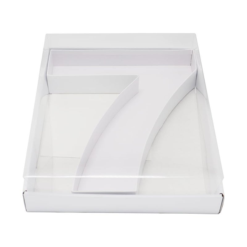 WENPACK 12.5"" Cardboard Number Shaped Mache Cupcake Strawberries Fillable Carton Box with Clear Lid (White  7) - Image 1